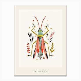 Colourful Insect Illustration Grasshopper 6 Poster Canvas Print