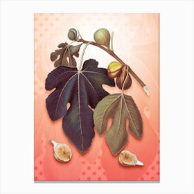 Fig Vintage Botanical in Peach Fuzz Polka Dot Pattern n.0040 Canvas Print