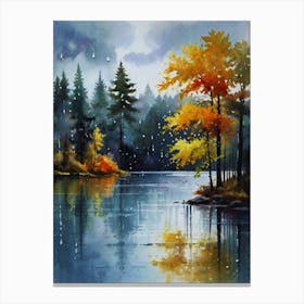 Autumn Trees By The Lake 1 Canvas Print