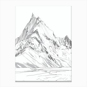 K2 Pakistan China Line Drawing 2 Canvas Print