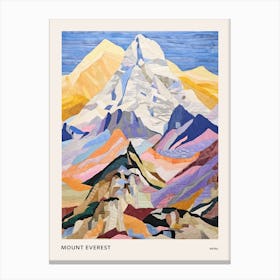 Mount Everest Nepal 1 Colourful Mountain Illustration Poster Canvas Print