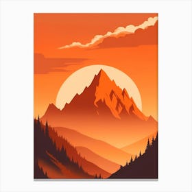 Misty Mountains Vertical Composition In Orange Tone 96 Canvas Print