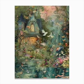 Pond Monet Fairies Scrapbook Collage 7 Canvas Print