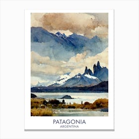 Argentina Patagonia Watercolour Travel Canvas Print