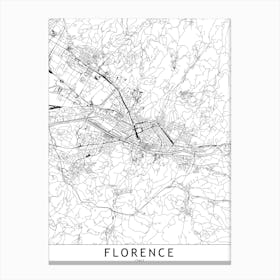 Florence White Map Canvas Print
