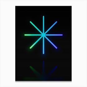 Neon Blue and Green Abstract Geometric Glyph on Black n.0223 Canvas Print