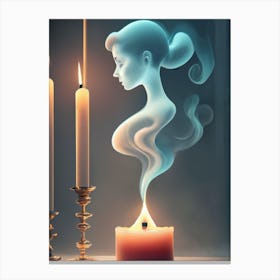 Woman With Candles Canvas Print