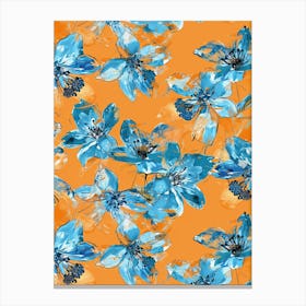 Blue And Orange Flowers Canvas Print