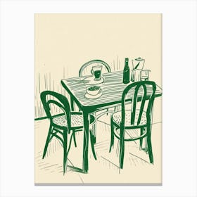 Espresso Breakfast Green Line Art Illustration Canvas Print