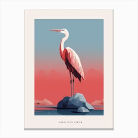 Minimalist Great Blue Heron 1 Bird Poster Canvas Print
