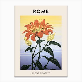 Rome Italy Botanical Flower Market Poster Canvas Print