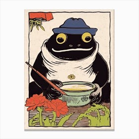 Frog Eating Ramen,  Matsumoto Hoji Inspired Japanese 1 Canvas Print