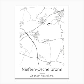 Niefern Oschelbronn,Germany Minimalist Map Canvas Print