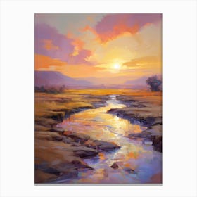 Sunset Over A River Canvas Print