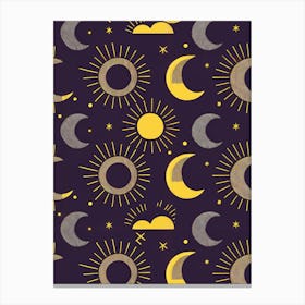 Moon And Sun Pattern Canvas Print