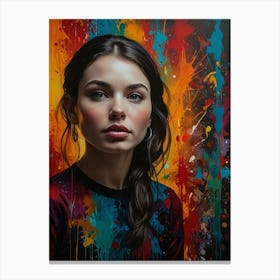 Girl With Paint Splatters 1 Canvas Print