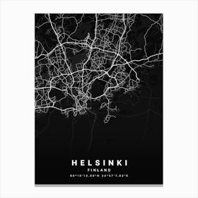 Helsinki Uusimaa Finland Black Map Canvas Print