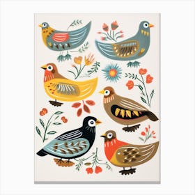 Folk Style Bird Painting Partridge Canvas Print