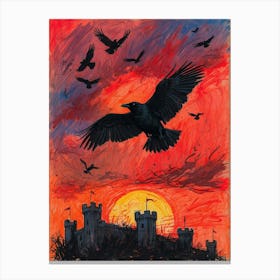 Crows At Sunset 4 Canvas Print