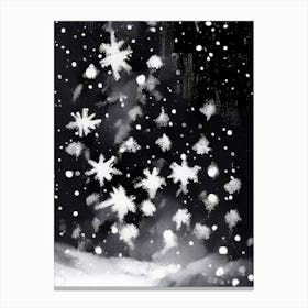 Cold, Snowflakes, Black & White 2 Canvas Print