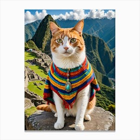 The Curious Cat: Selfies from Around the World Cat In Machu Picchu Canvas Print