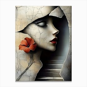 Abstract Woman With A Flower Canvas Print