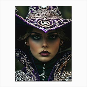 Gorgeous woman with sparkle hat witch vibes Canvas Print