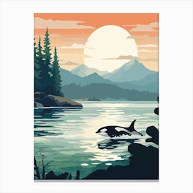 Orca Whale Swimming At Dusk 2 Canvas Print