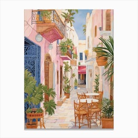 Hammamet Tunisia 2 Vintage Pink Travel Illustration Canvas Print