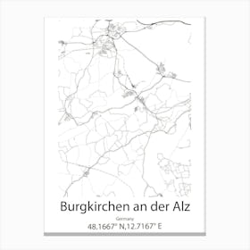 Burgkirchen An Der Alz,Germany Minimalist Map Canvas Print