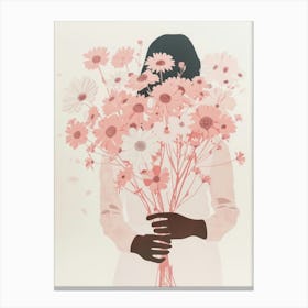 Spring Girl With Pink Flowers 5 Canvas Print