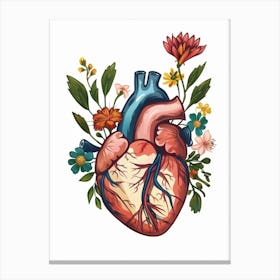 Heart With Flowers Canvas Print