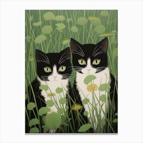 Two Cats In The Grass 2 Canvas Print