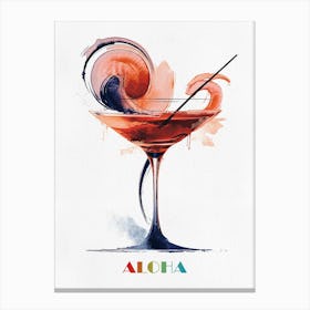 Aloha, Coctail Watercolor Painting Canvas Print