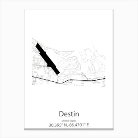 Destin,United States Minimalist Map Canvas Print