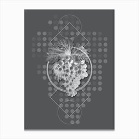 Vintage Grape Vine Botanical with Line Motif and Dot Pattern in Ghost Gray n.0022 Canvas Print