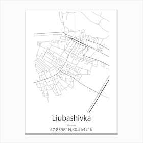 Liubashivka,Ukraine Minimalist Map Canvas Print