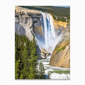 The Upper Falls Of The Yellowstone River, United States Majestic, Beautiful & Classic (2) Canvas Print