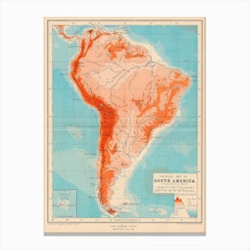 Map Of South America — retro map, vintage map print Canvas Print