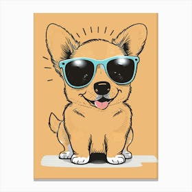 Corgi In Sunglasses Canvas Print