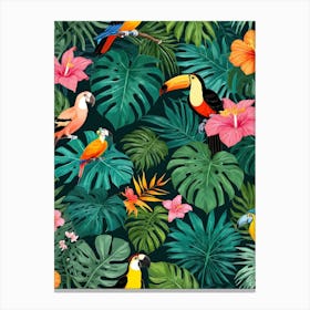 Tropical Paradise Jungle Pattern Canvas Print