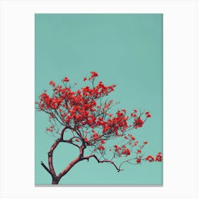 Red Tree Against Blue Sky Canvas Print