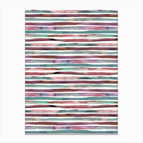 Watercolor Stripes Red And Green Canvas Print