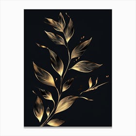 Gold Leaf On Black Background 2 Canvas Print
