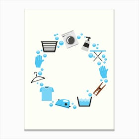 Circle Of Cleaning Items Laundry Art Canvas Print