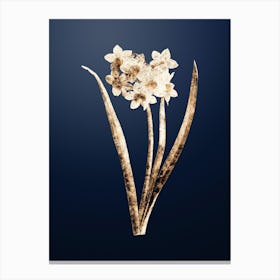 Gold Botanical Narcissus Easter Flower on Midnight Navy n.1917 Canvas Print