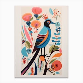 Colourful Scandi Bird Pheasant 4 Canvas Print