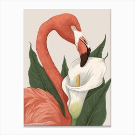 Jamess Flamingo And Calla Lily Minimalist Illustration 2 Canvas Print