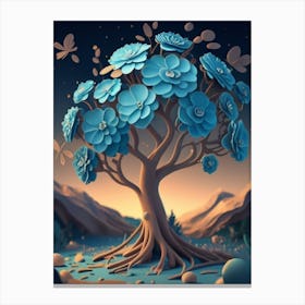 Tree Of Blue Flowers Canvas Print