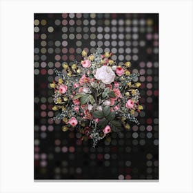 Vintage White Provence Rose Flower Wreath on Dot Bokeh Pattern n.0372 Canvas Print